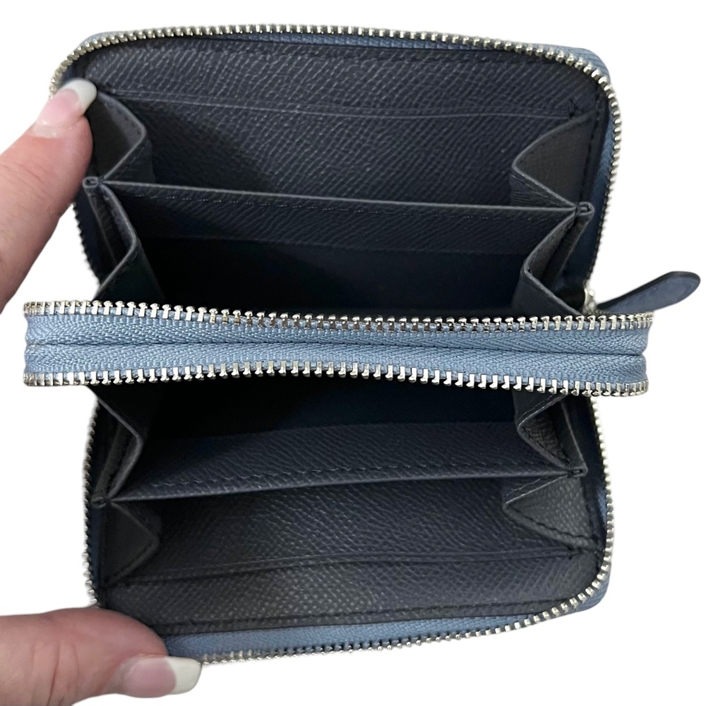 NWT Coach Double Zipper Coin/ Credit Card Wallet Dusk Blue Sparkle - Picture 3 of 5